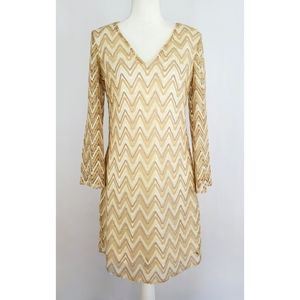 Lilly Pulitzer Gold Metallic Crochet Dress M EUC